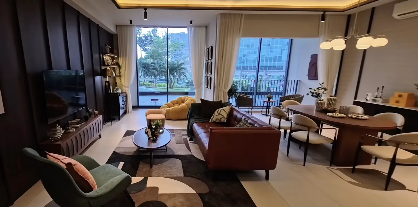 Accent Residences Petaling Jaya show unit living room with windows on two sides