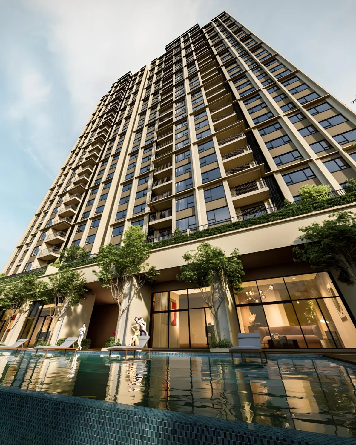 Accent Residences tower in Section 13, Petaling Jaya, with the podium pool, artist’s impression
