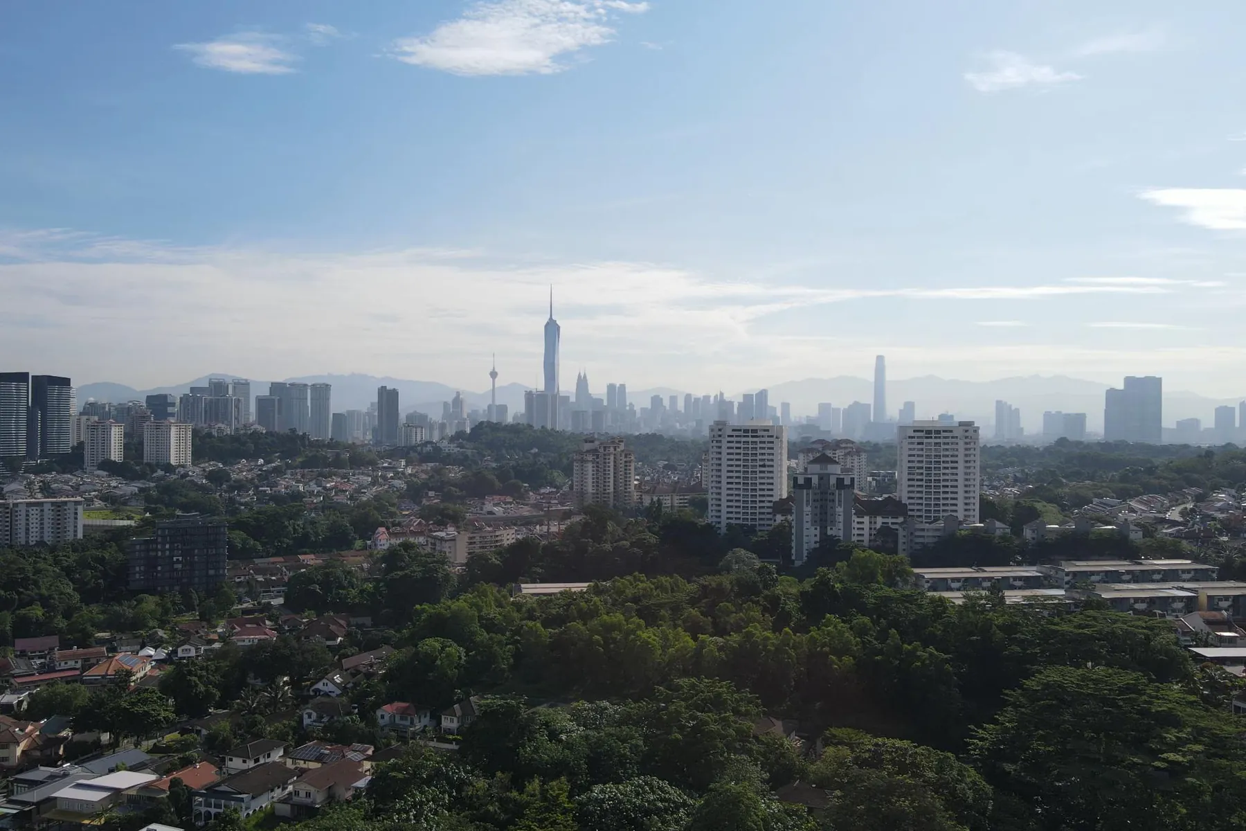 View from the Aetas Taman Desa site at about Level 22 towards the KL skyline and Merdeka 118