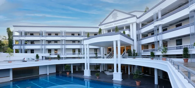 Cempaka International School's main building and pool in Damansara Heights
