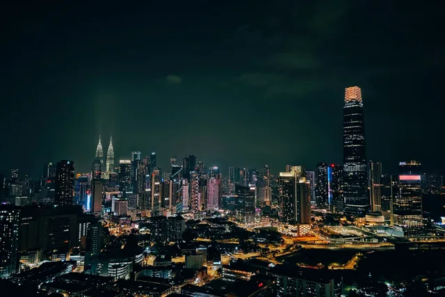 Kuala Lumpur skyline at night with The Exchange 106 at TRX