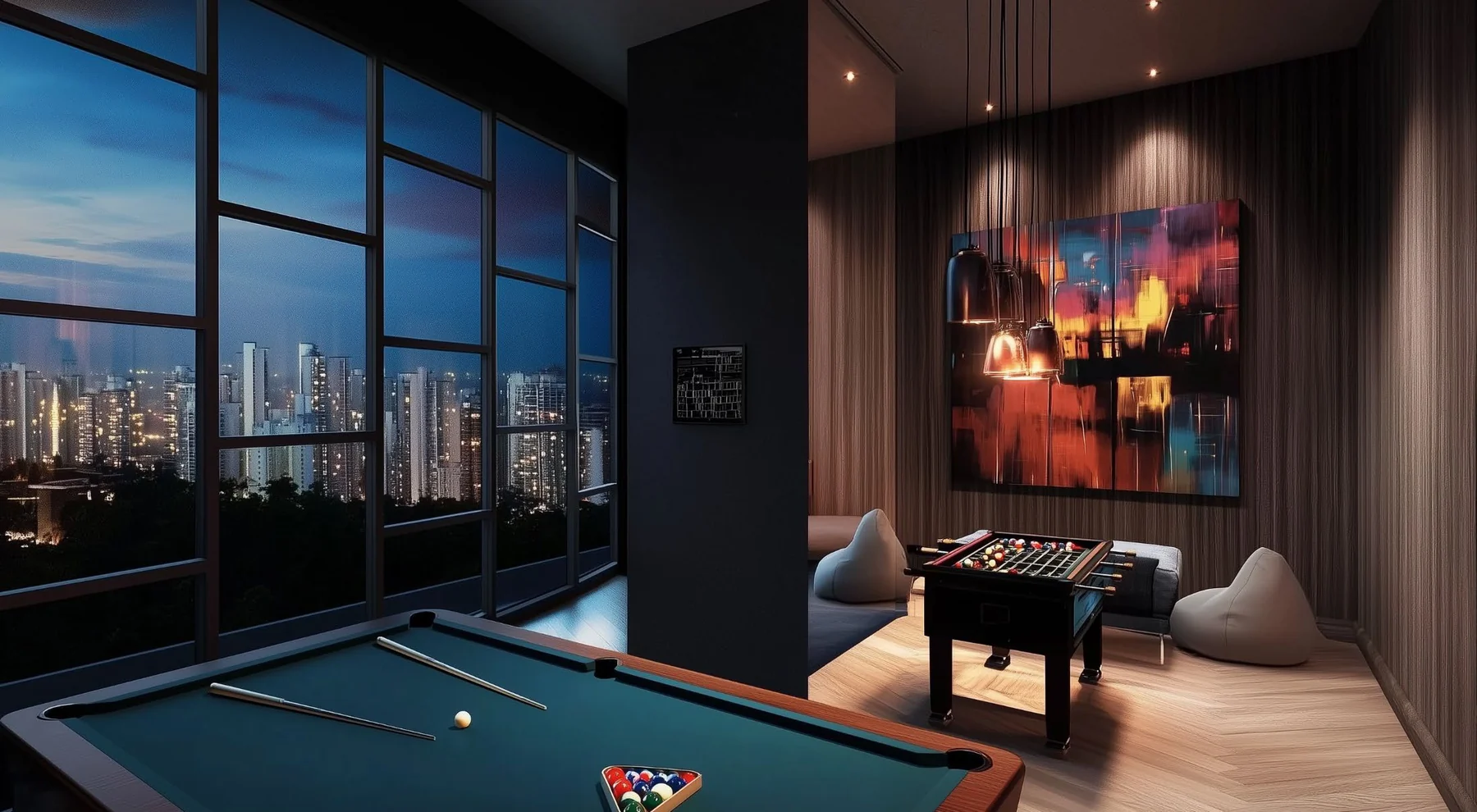 Games Station with a pool table and city views, Centrix The Station KLCC