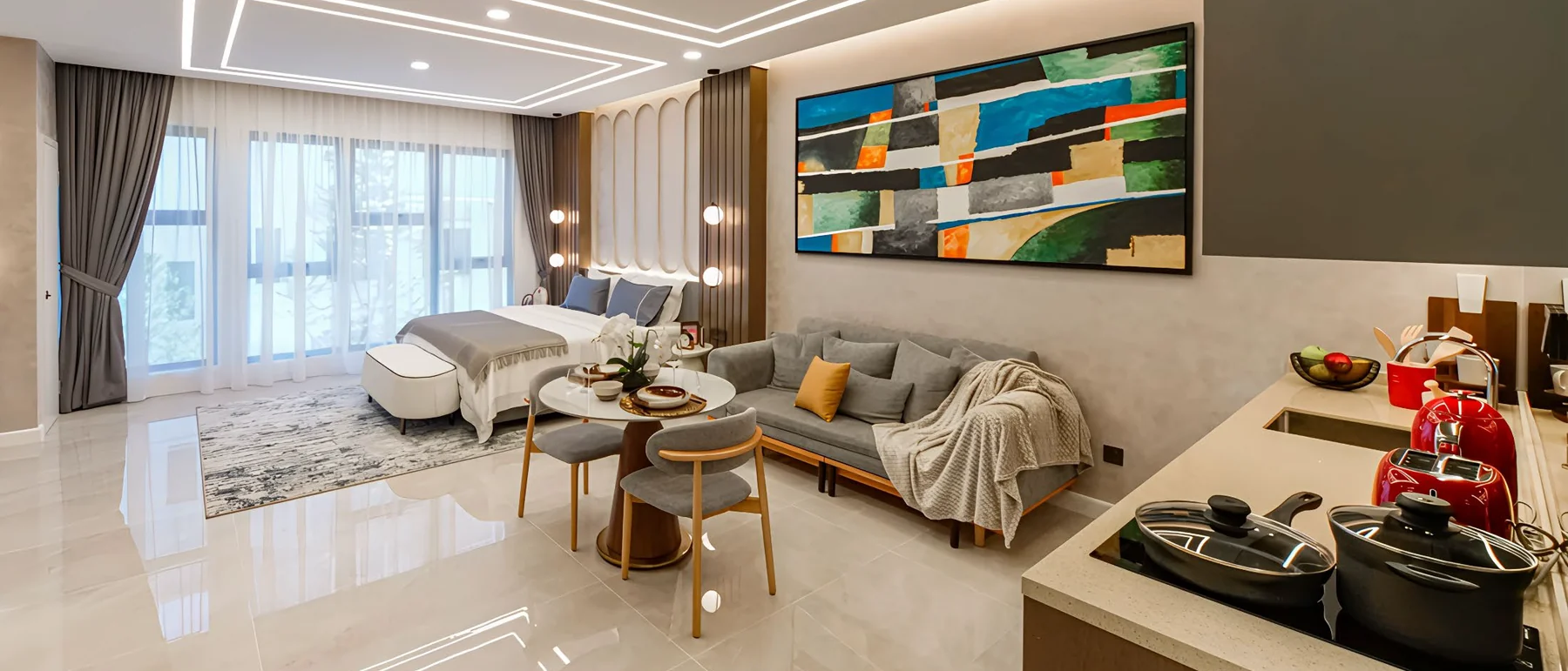 Centrix The Station KLCC show unit living, dining and kitchen