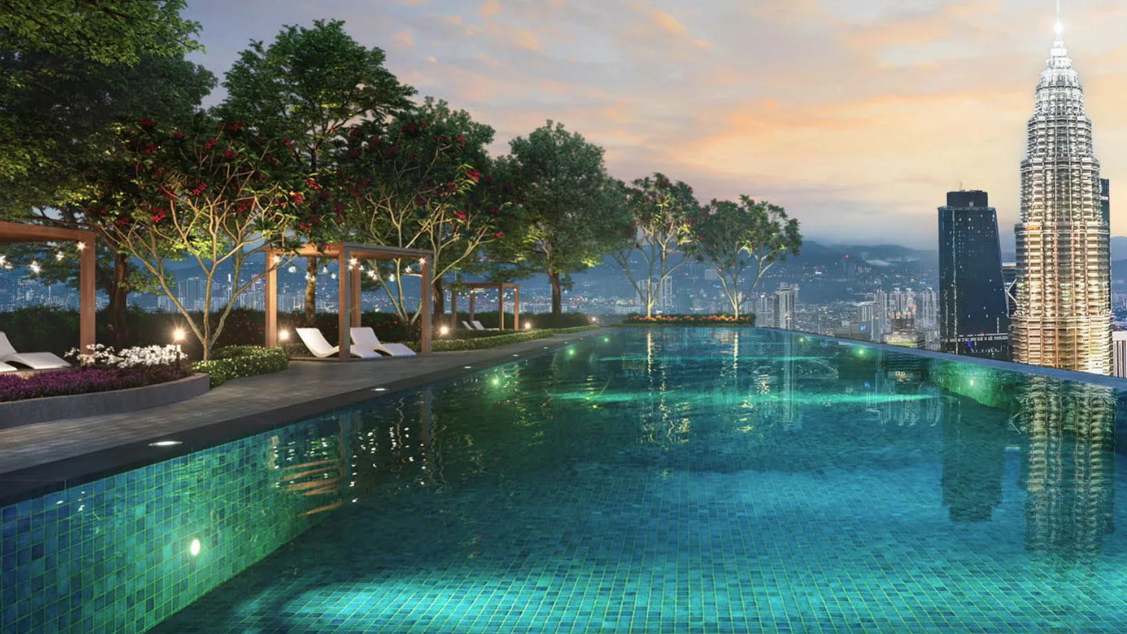 Centrix The Station KLCC sky pool with the Petronas Twin Towers view