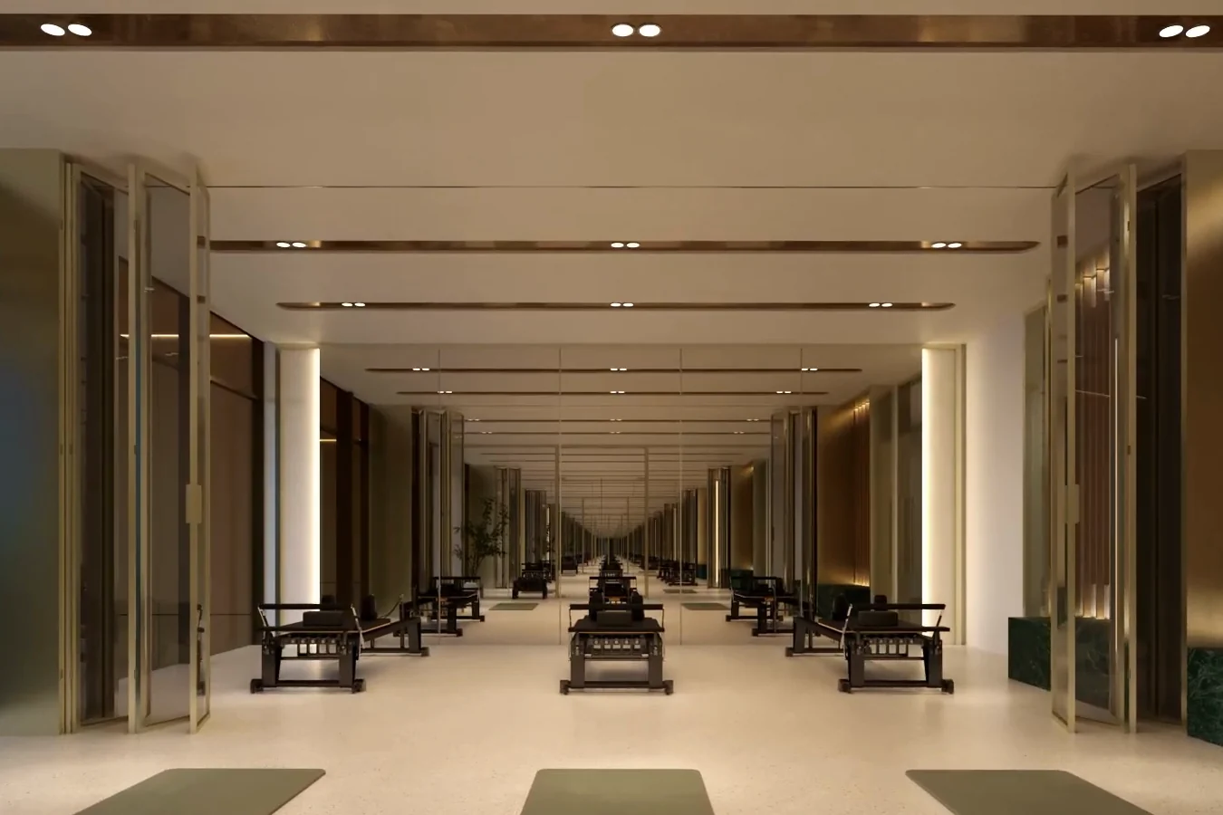 Yoga and Pilates studio with reformer beds on Level 33A, CloutHaus Residences