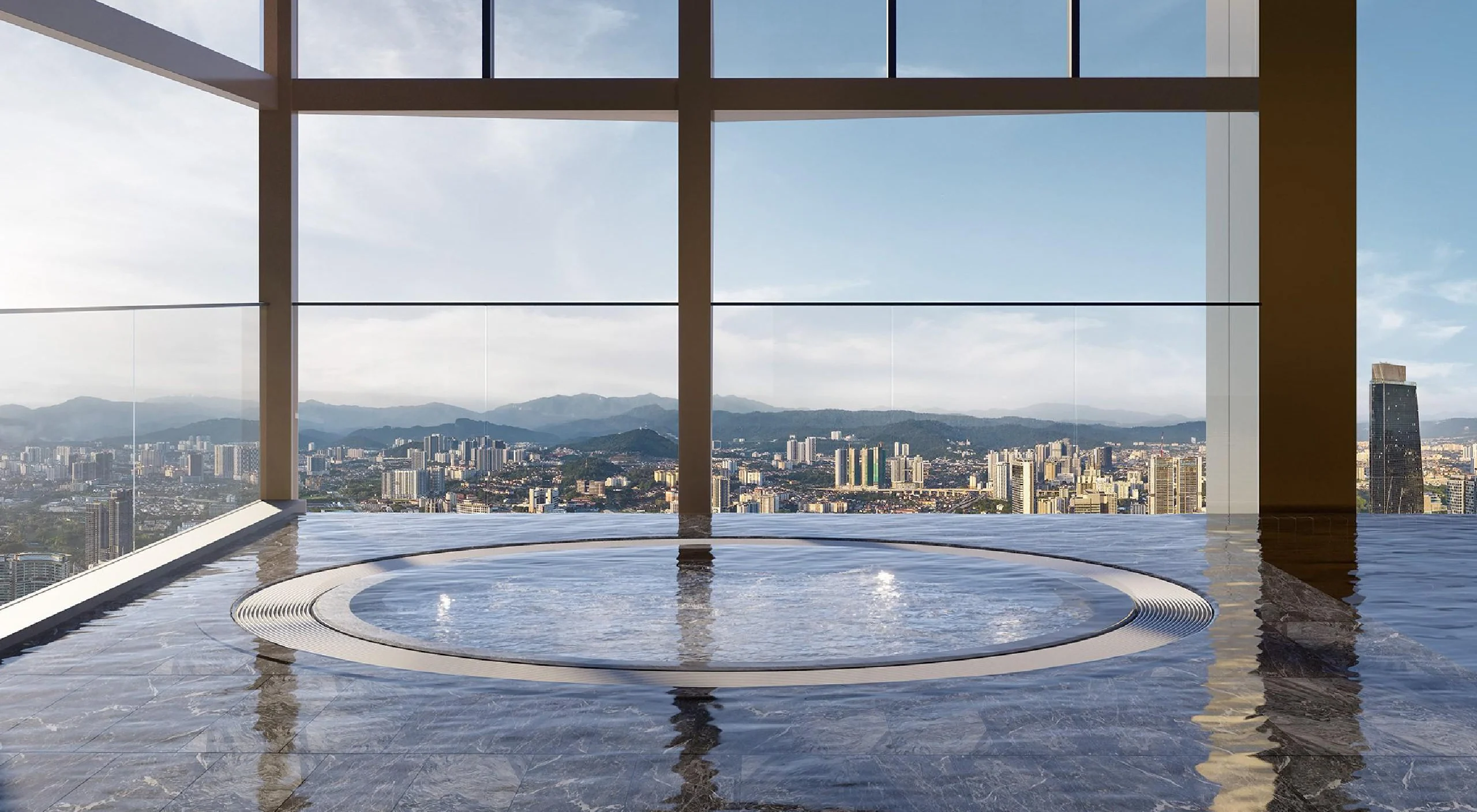 The heated jacuzzi at Divine KLCC, above the city