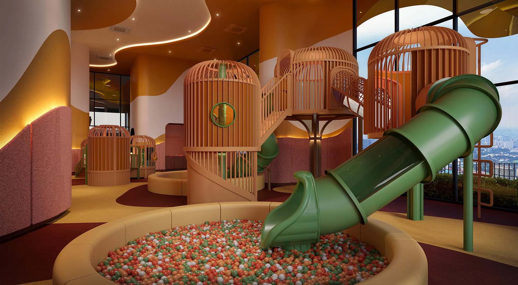 The kids' indoor play gym with a slide at Divine KLCC