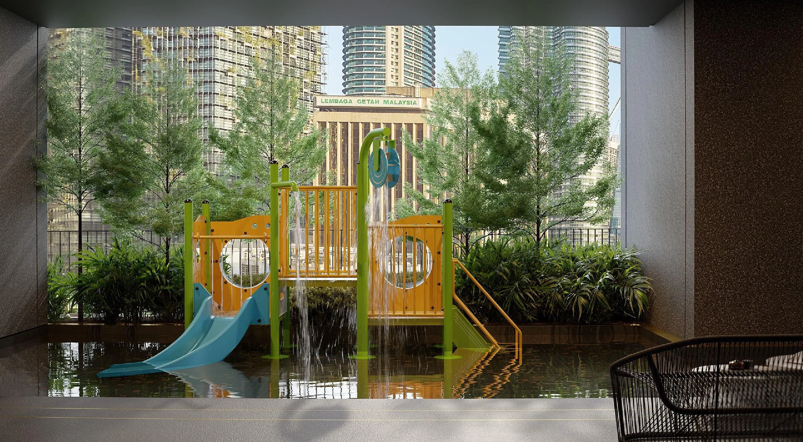 The kids' pool with waterplay at Divine KLCC