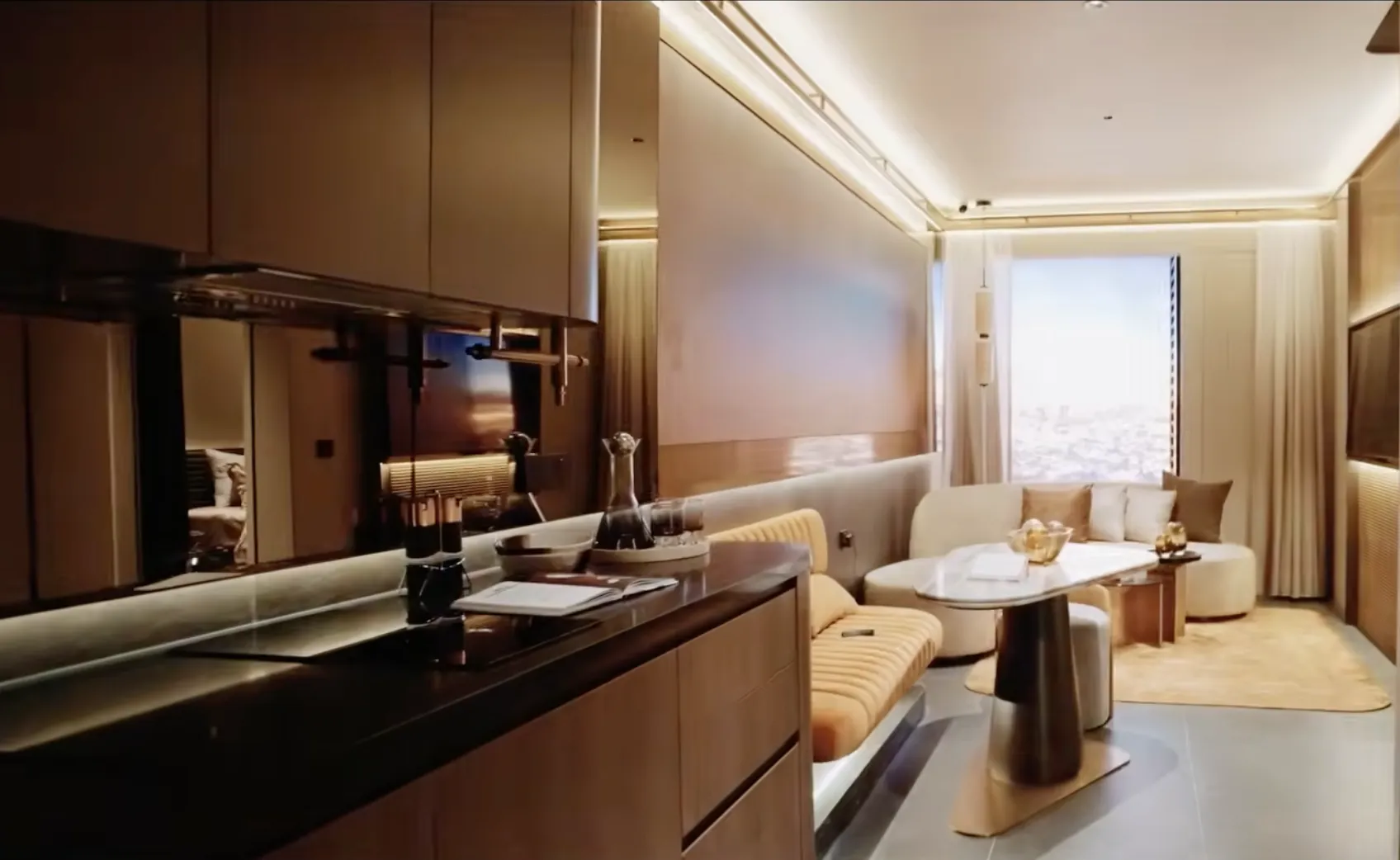 Divine KLCC show unit living area with a city view