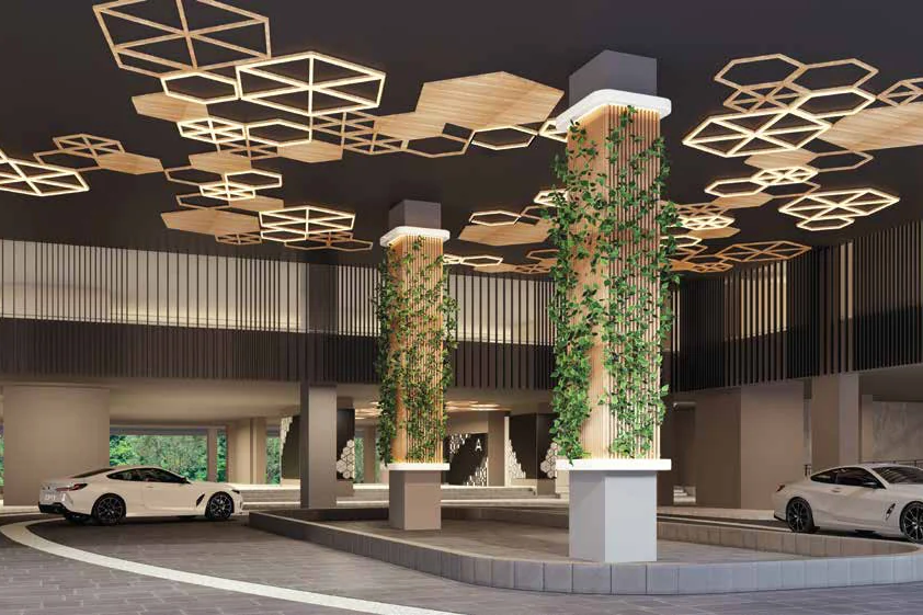 The covered drop-off at ForestHill Residences