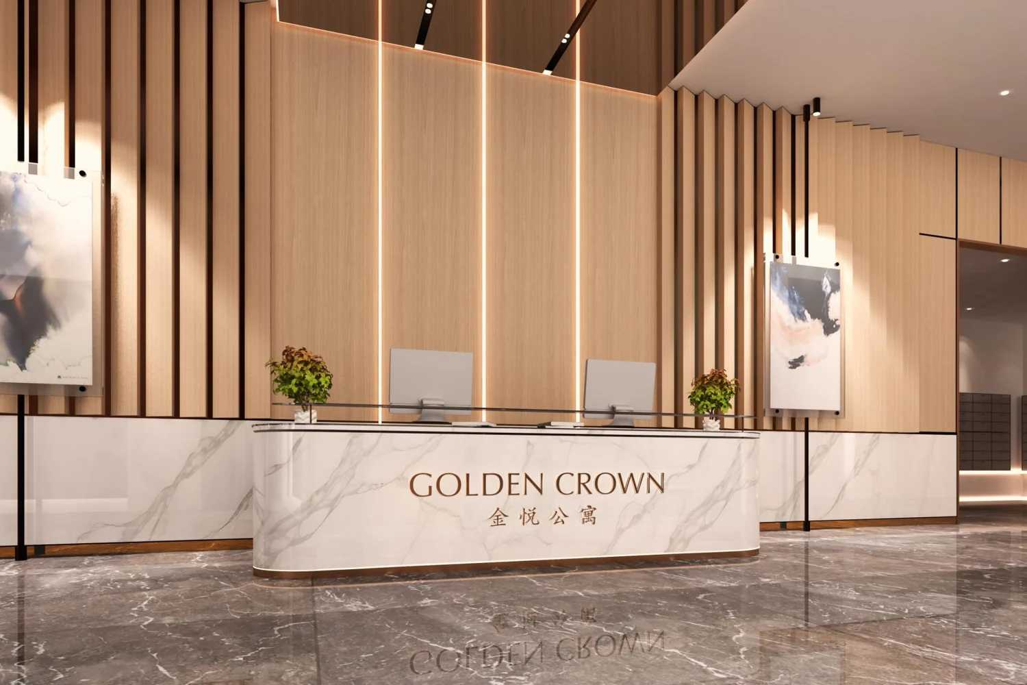 Golden Crown Residence lobby and concierge desk