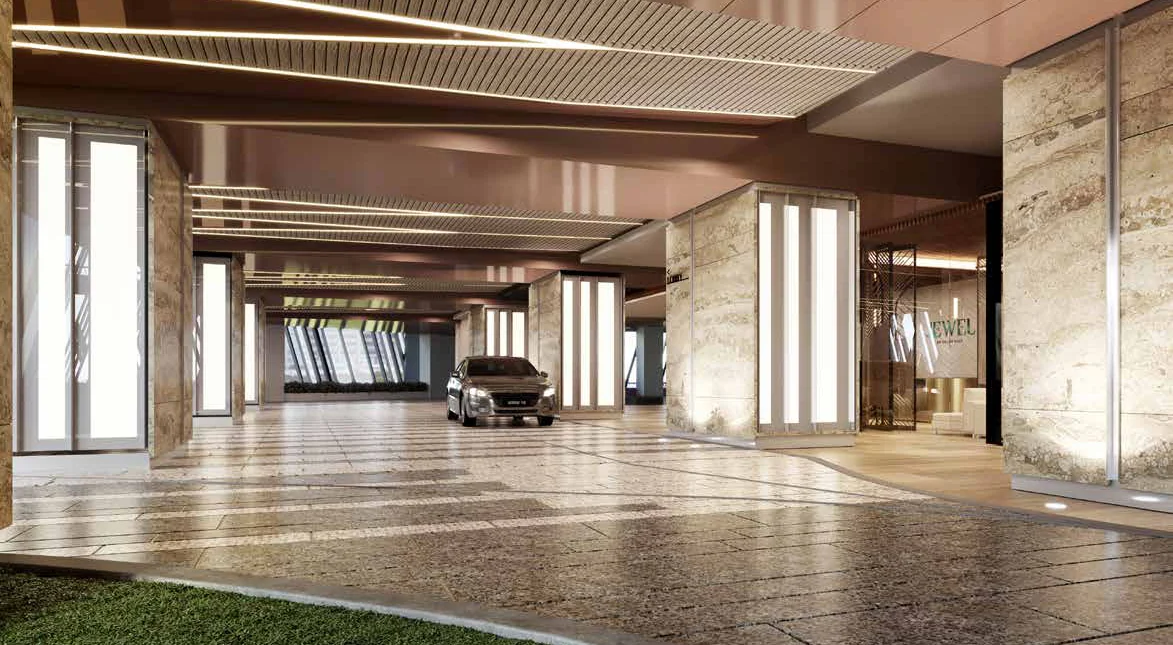 The covered drop-off at Jewel by Oxley KLCC