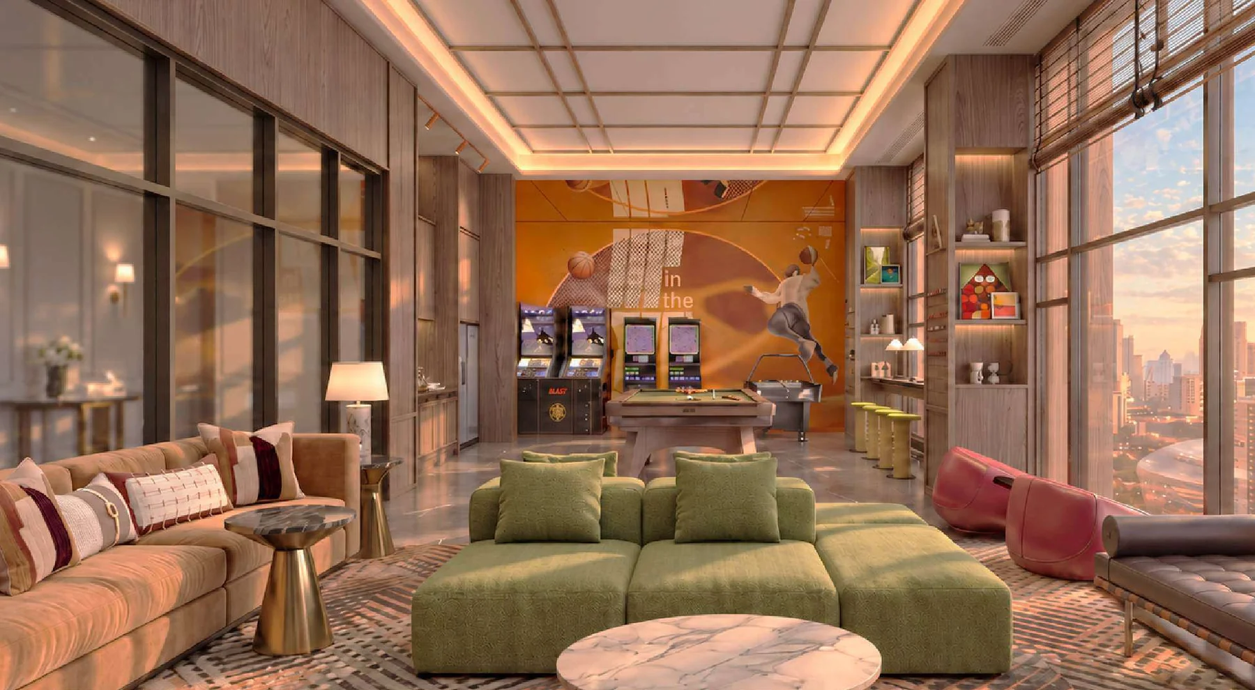 The Games Lounge with city views, MABA Suitez
