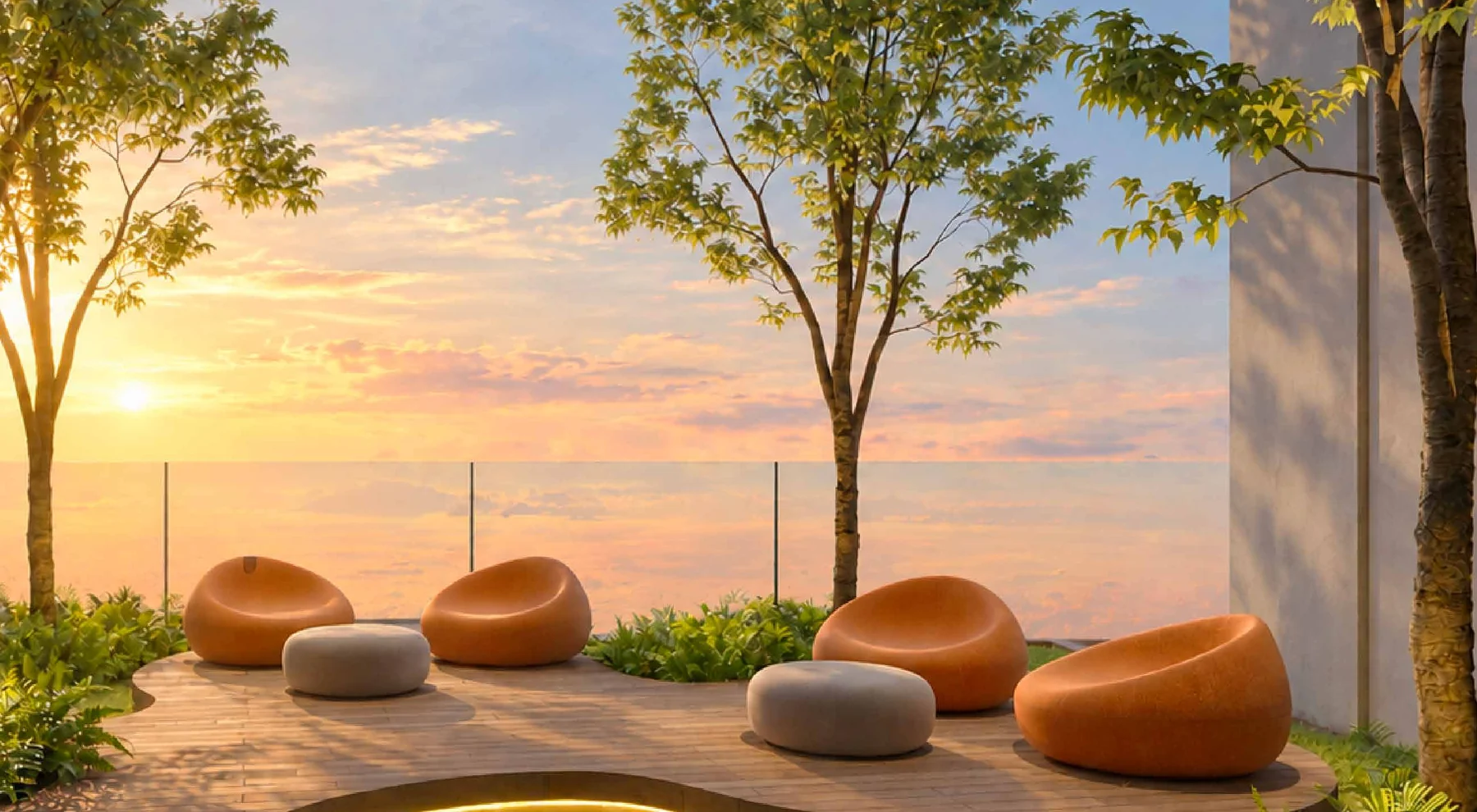 The Garden Alcoves at sunset, MABA Suitez