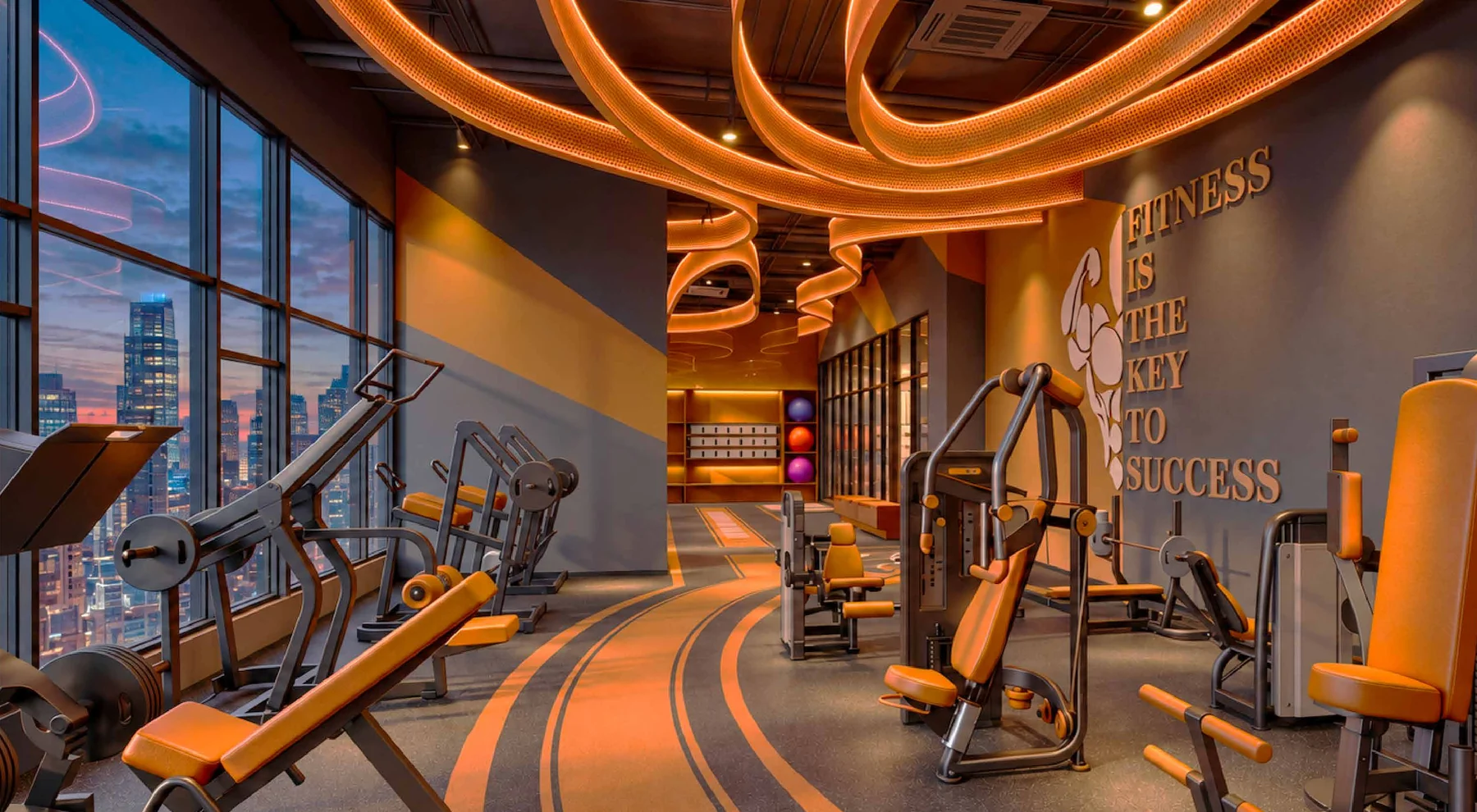 The gymnasium with city views, MABA Suitez