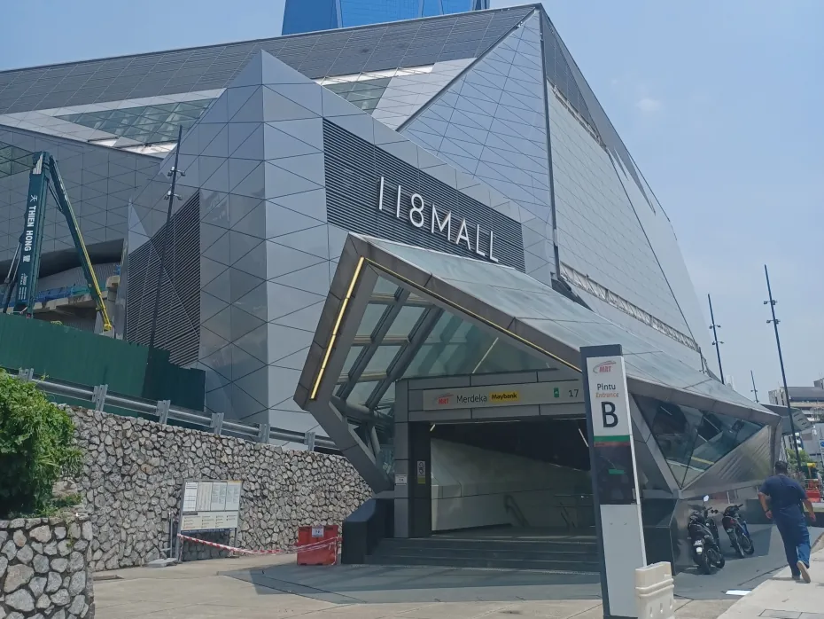 Entrance B of Merdeka MRT Station below 118 Mall, 160 metres from MABA Suitez