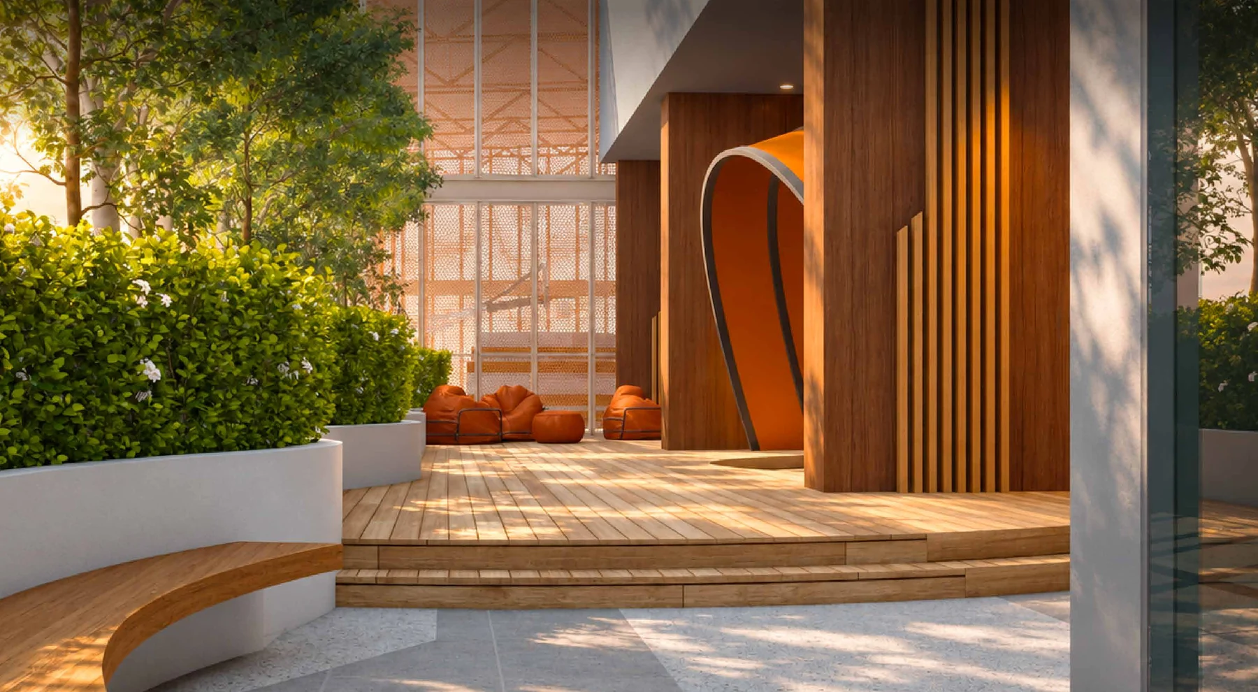 The Bench, a garden seating area beside the MABA Court, MABA Suitez