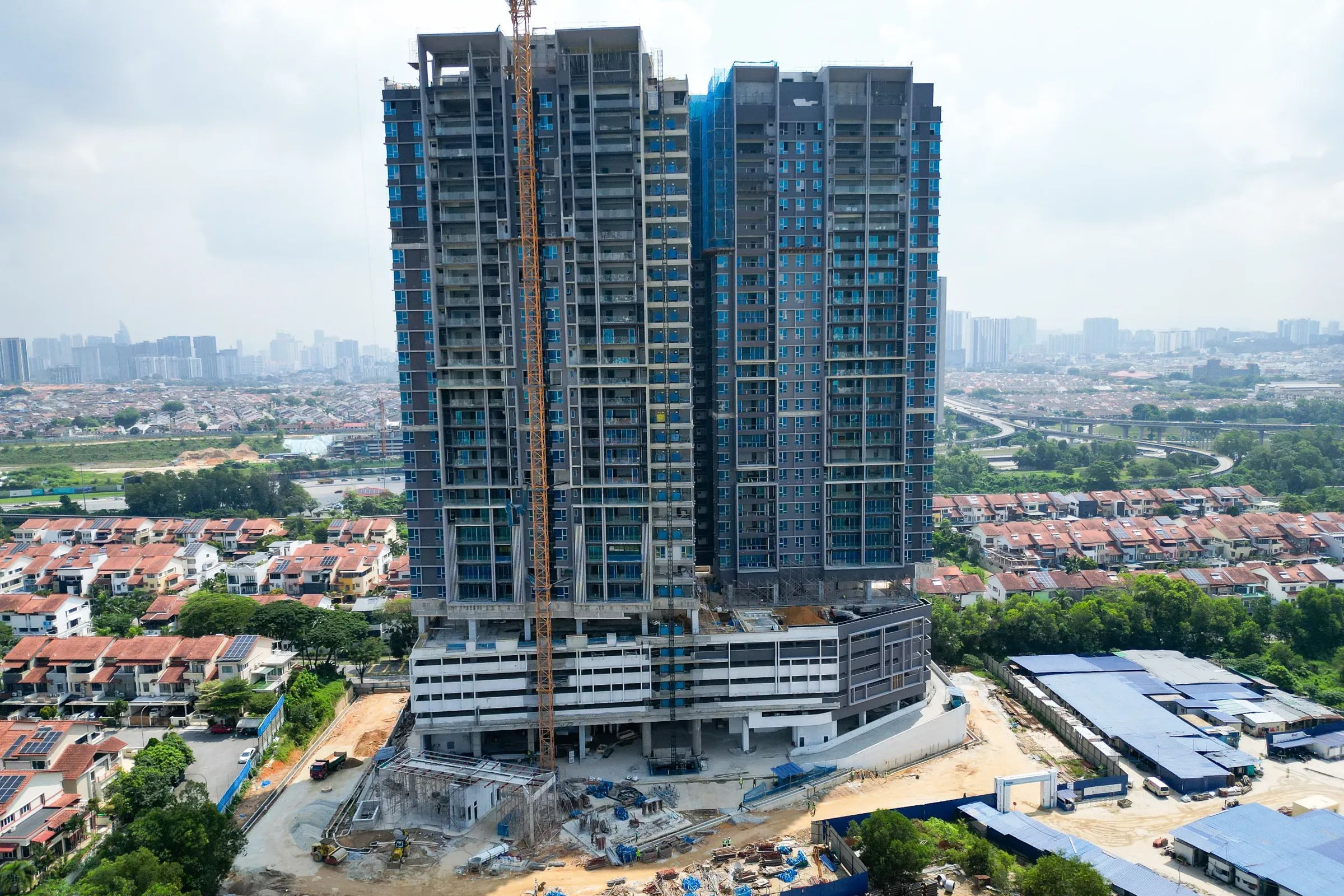 OAKA Residences site progress in August 2026, with both blocks rising in Bukit Jalil
