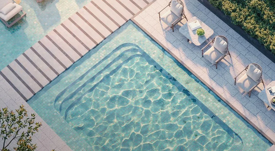 The kids' pool at Parkside Residences, seen from above