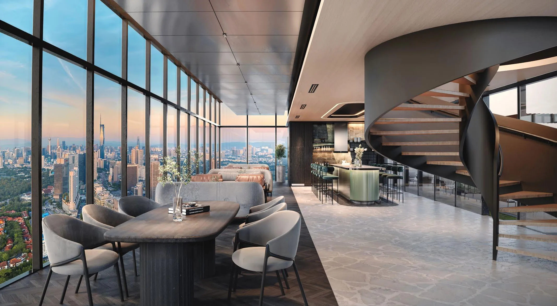 The Level 61 sky lounge at Parkside Residences, looking over Kuala Lumpur