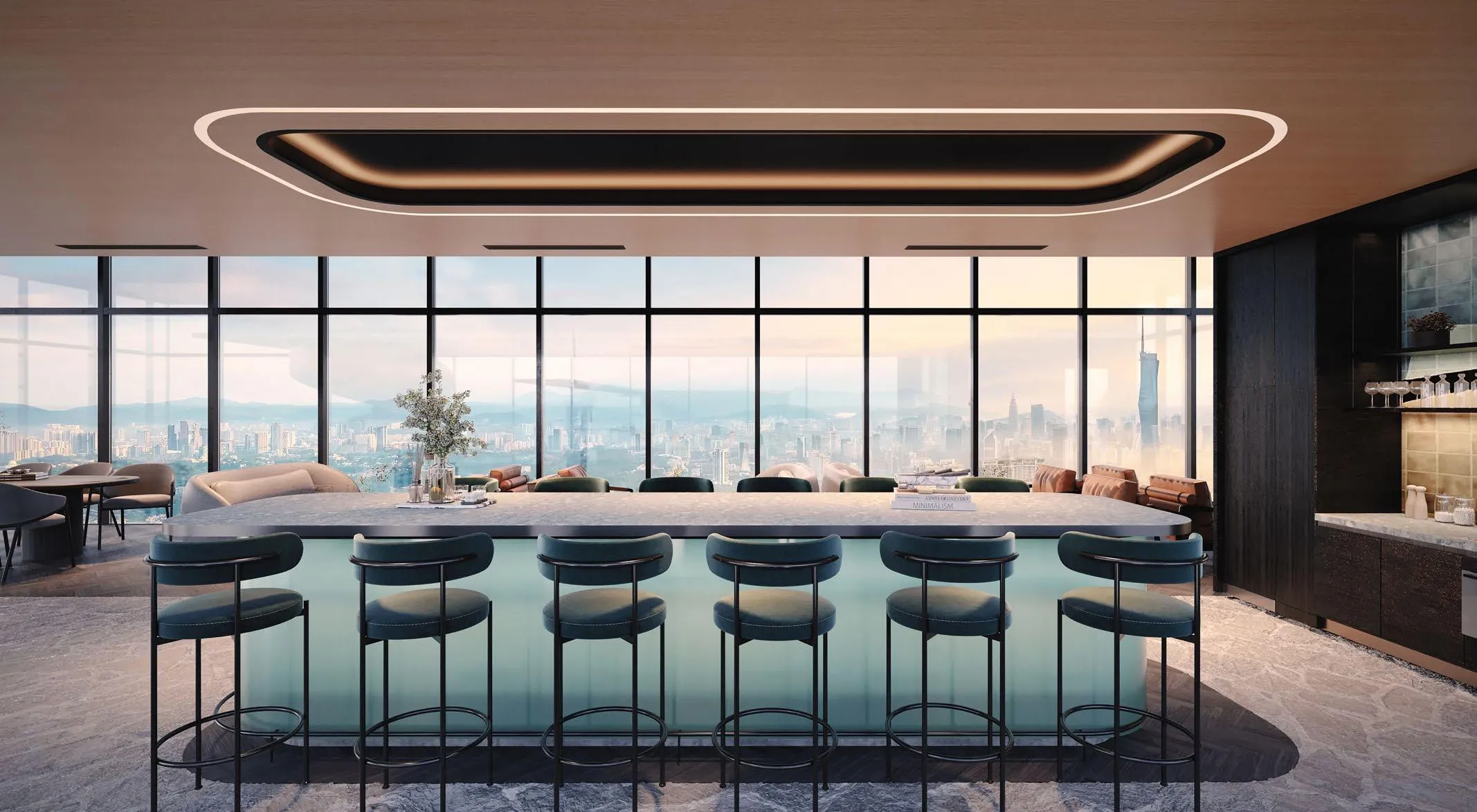 The bar in the Level 61 sky lounge at Parkside Residences