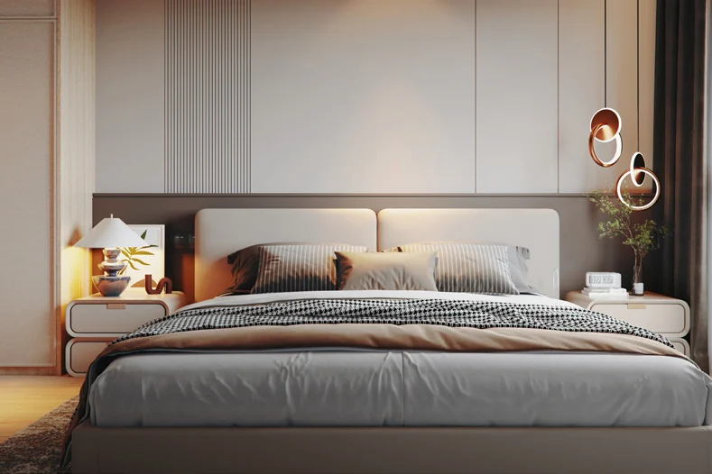 A Parkside Residences master bedroom looking out over Bangsar