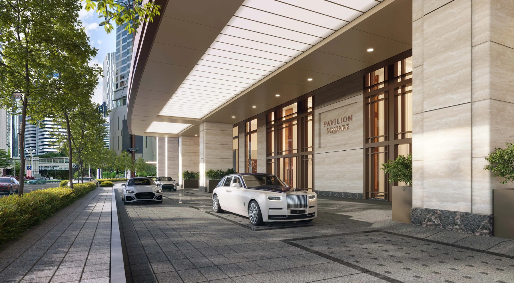 Covered residential drop-off at Pavilion Square