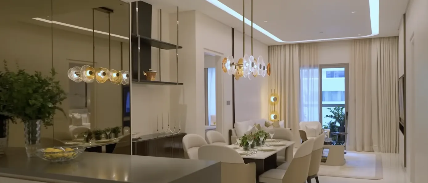 Pavilion Square show unit kitchen, living and dining room