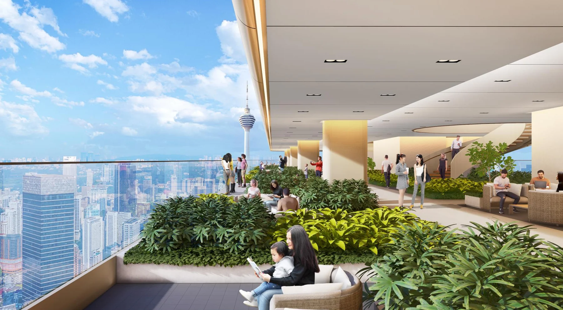 Sky Garden deck on Level 66 facing KL Tower, Pavilion Square