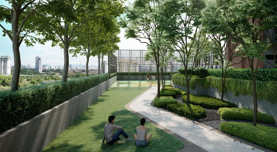 The leisure lawn on the Level 8 podium of The Queenswoodz