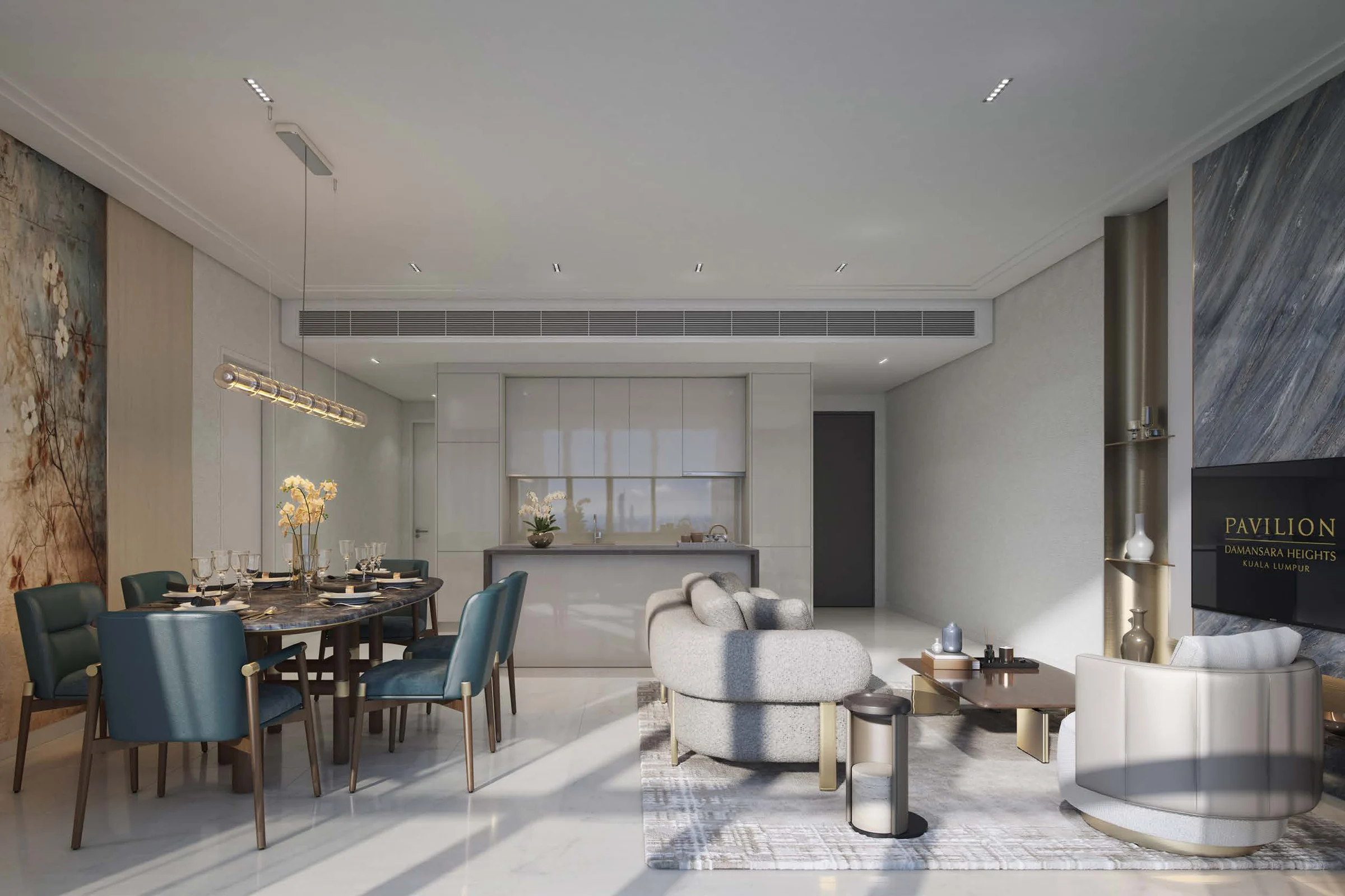 Royal Suites Type DK2 dual-key living room, dining area and kitchen, artist’s impression