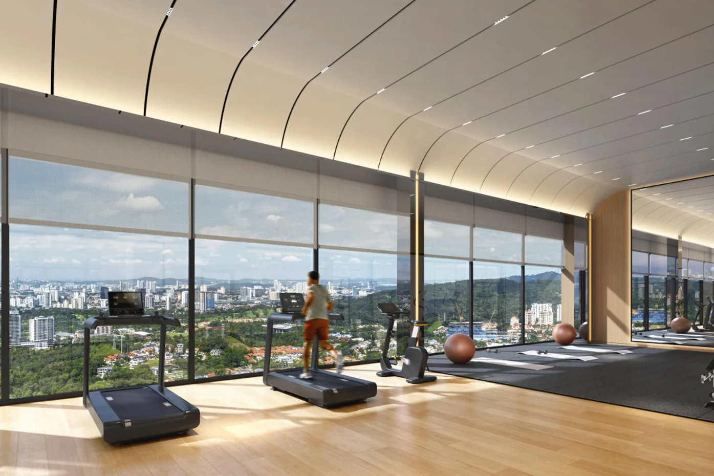 Royal Suites sky gym overlooking Kuala Lumpur