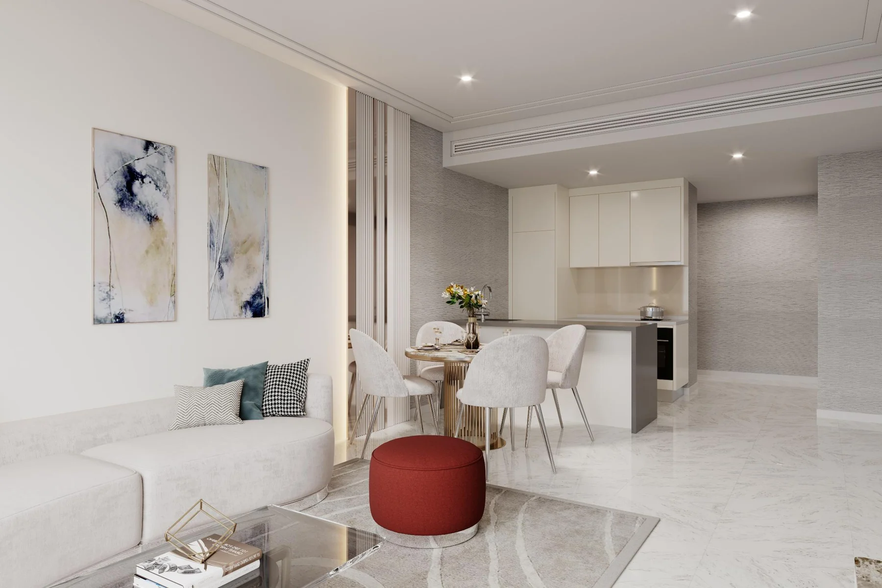 Royal Suites Damansara Heights dual-key Type DK1 living, dining and open kitchen