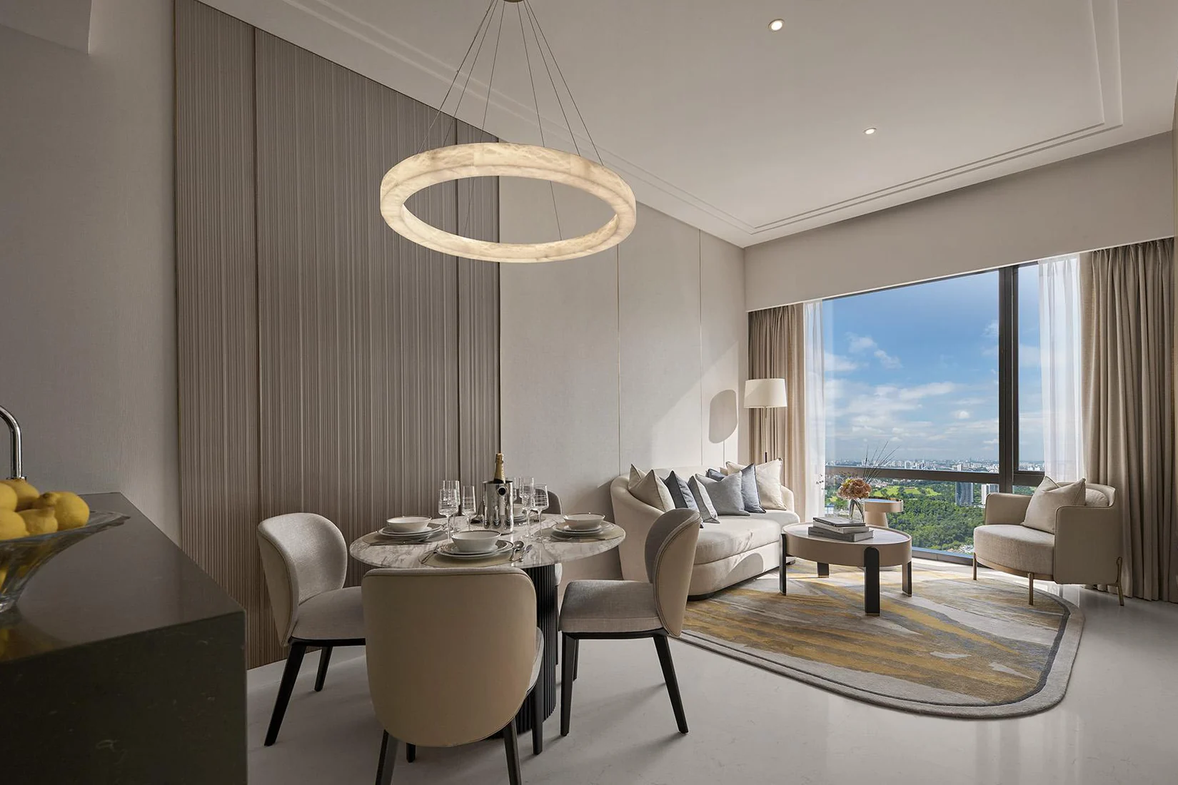 Royal Suites Damansara Heights Type J2 living and dining room with a green view