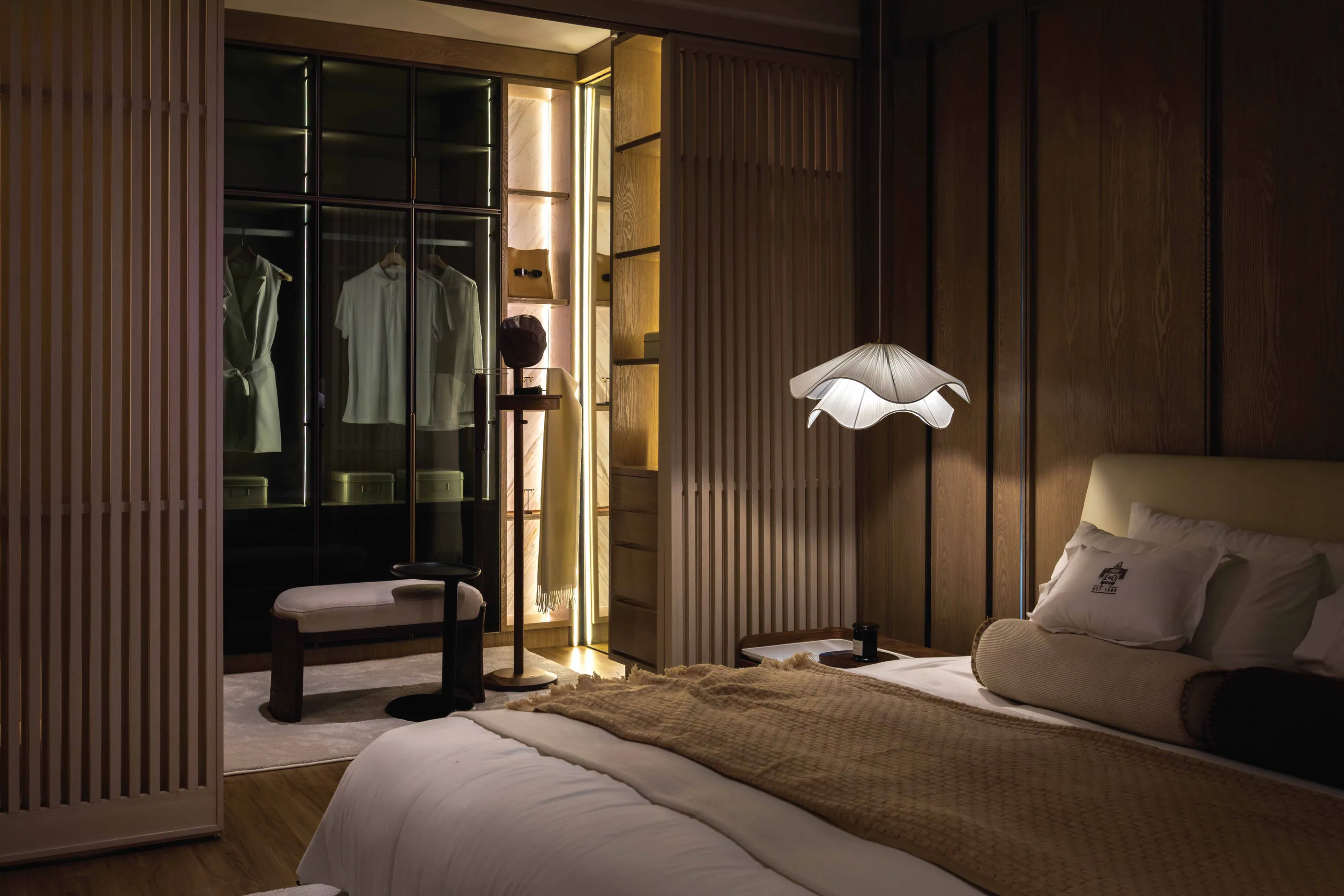 A warm timber bedroom at Seri Embun