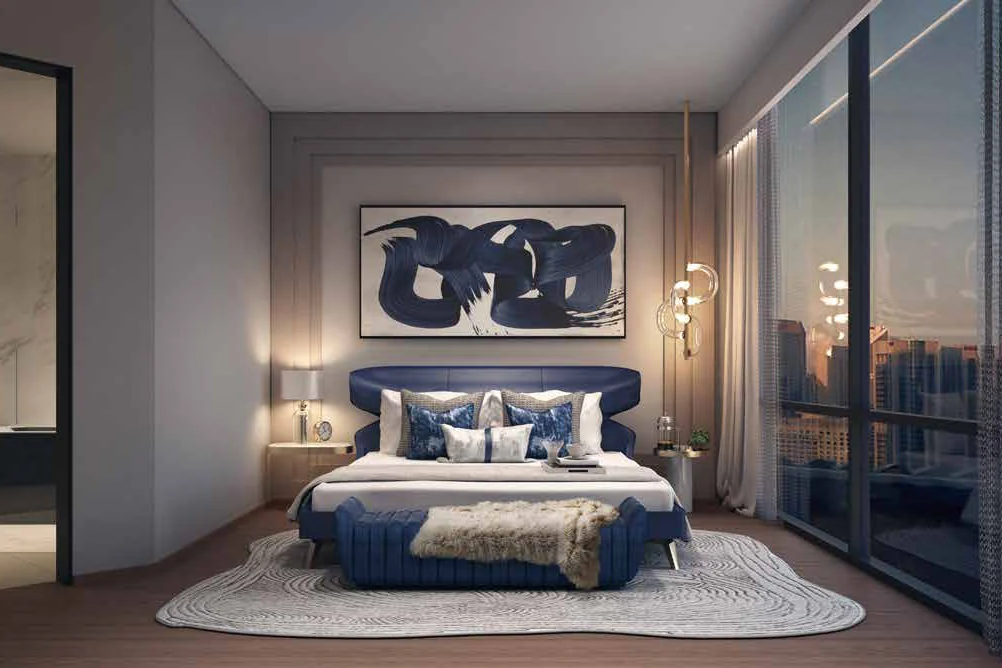 A master bedroom at SO/ Kuala Lumpur Residences
