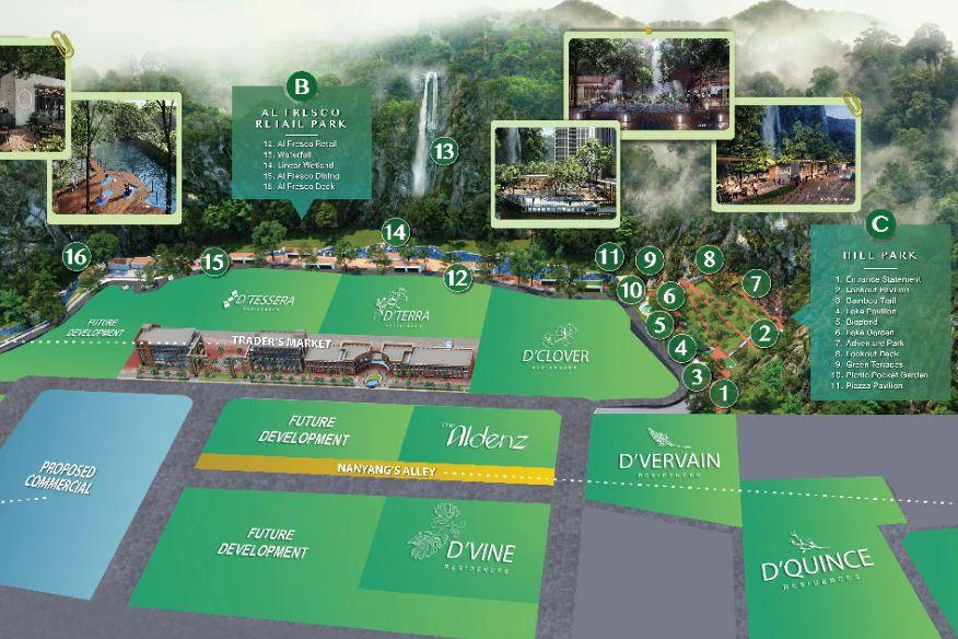 The Central Park Damansara master plan, with Hill Park, Alfresco Retail Park, Trader's Market and The Aldenz