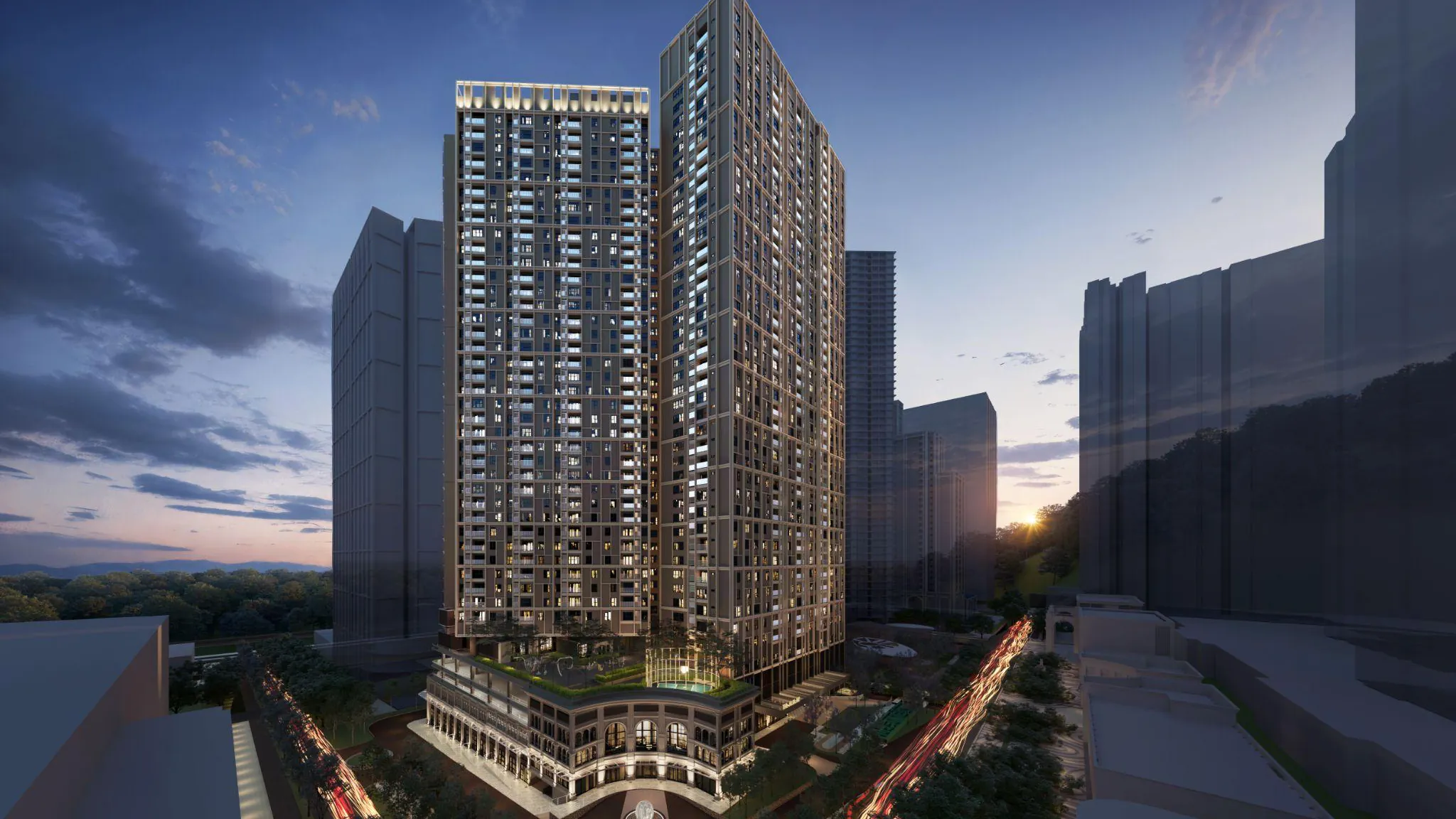 The Aldenz at Central Park Damansara, Petaling Jaya, at dusk