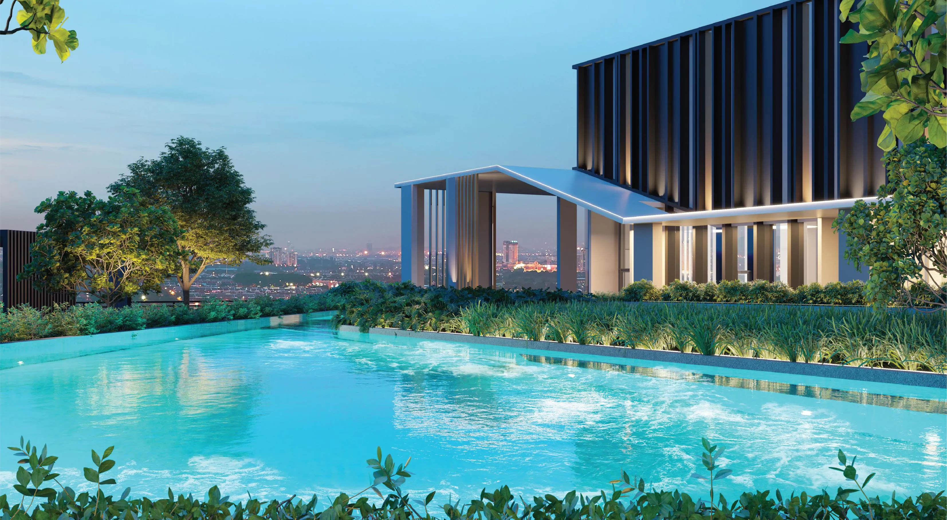 The jacuzzi on the Level 7 pool deck of The Atera