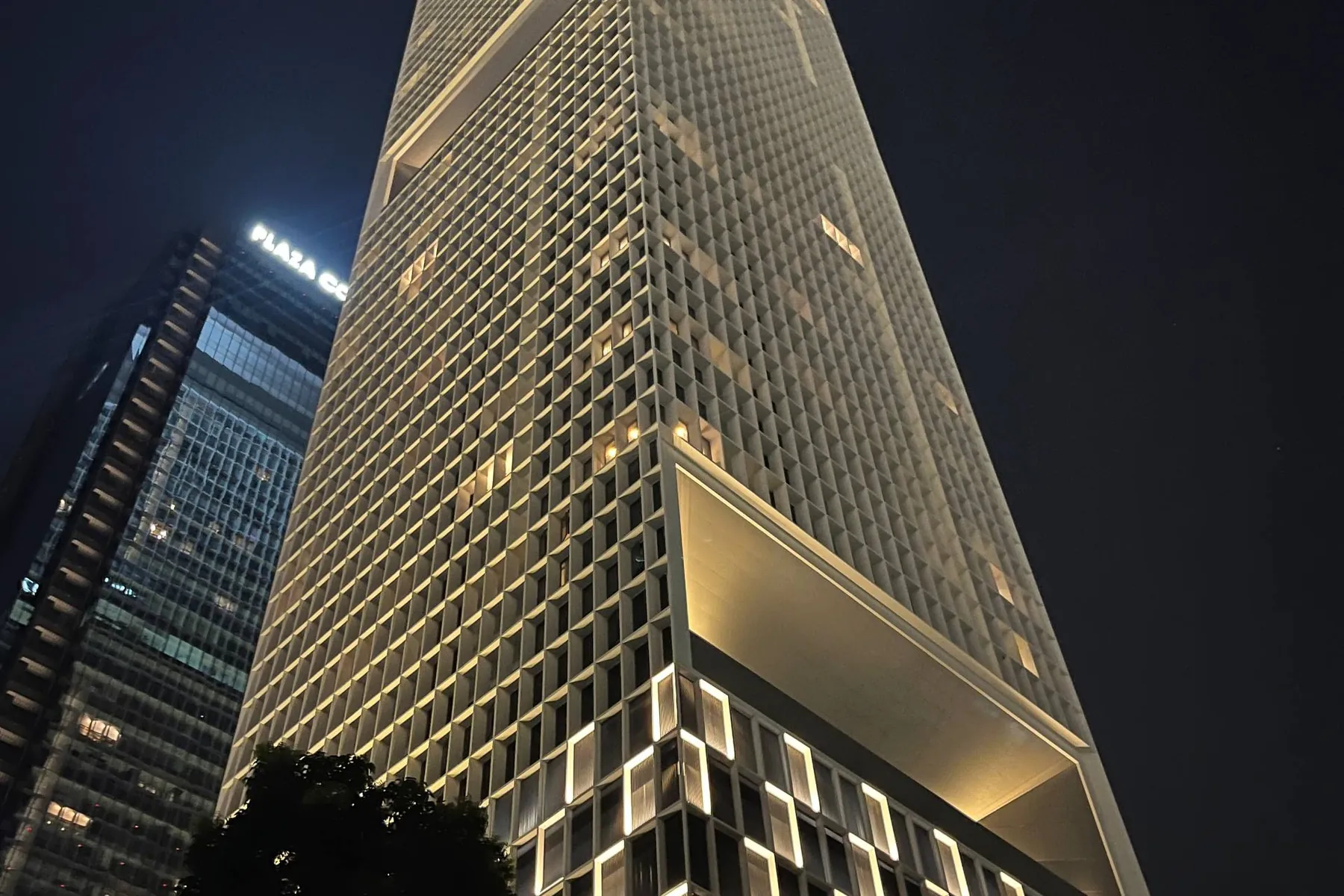 The Conlay, completed, on Jalan Conlay in KL City Centre, lit at night