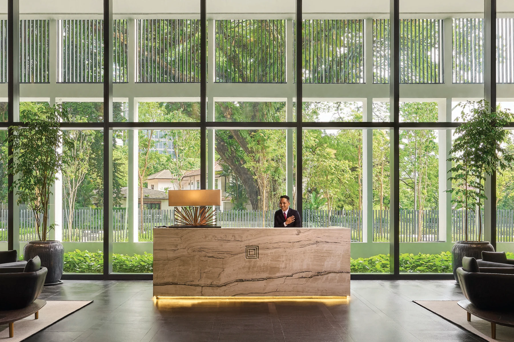 The Conlay lobby reception facing the garden