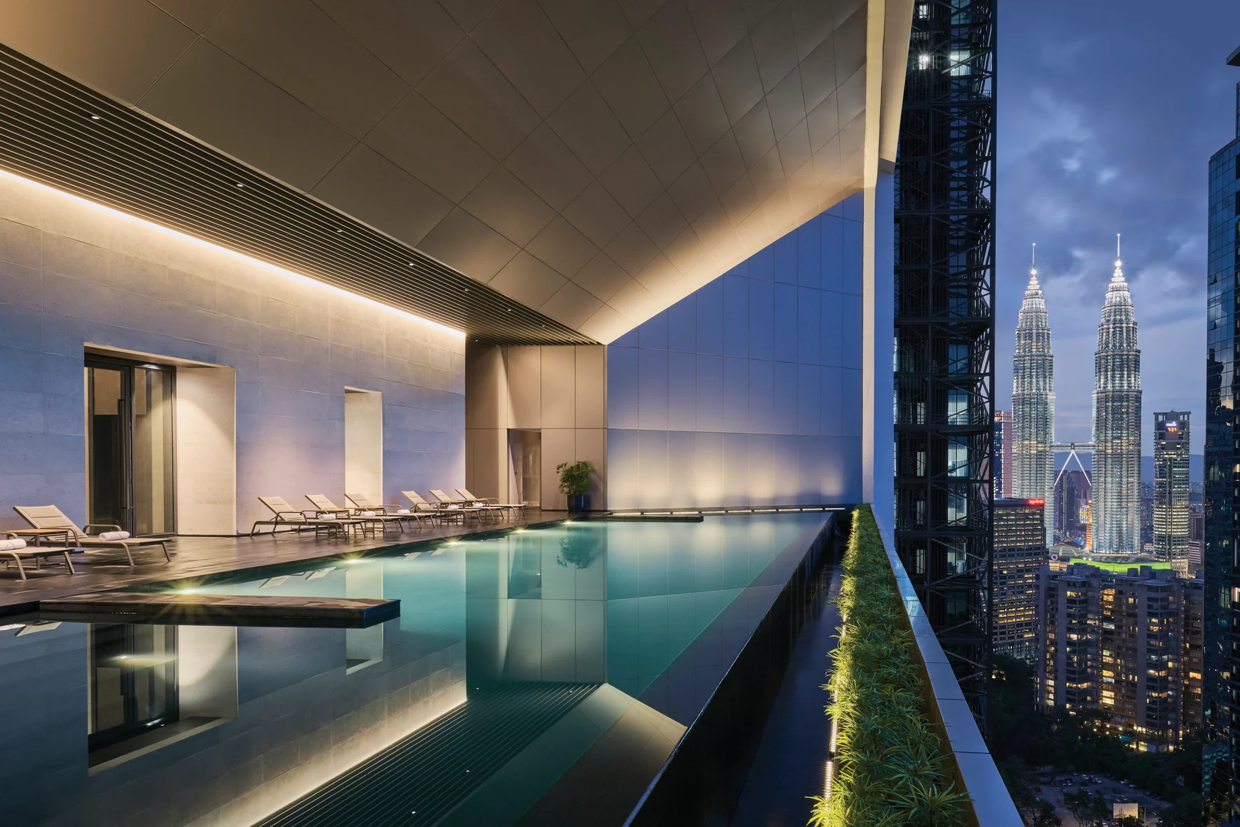 The Conlay heated pool on Level 36 facing the Petronas Twin Towers