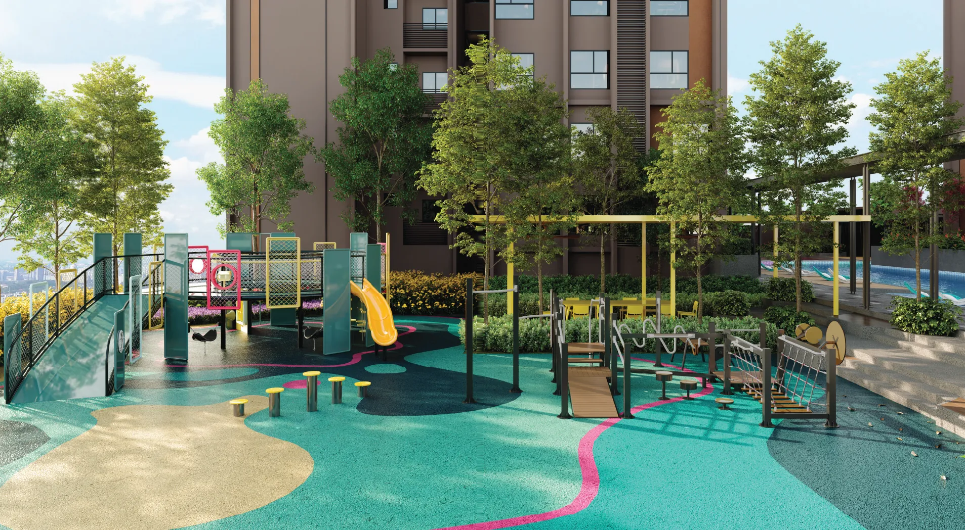 Chromatic Funland children's play area on the Level 8 podium of The Vividz