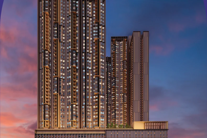 The towers of The Vividz at dusk