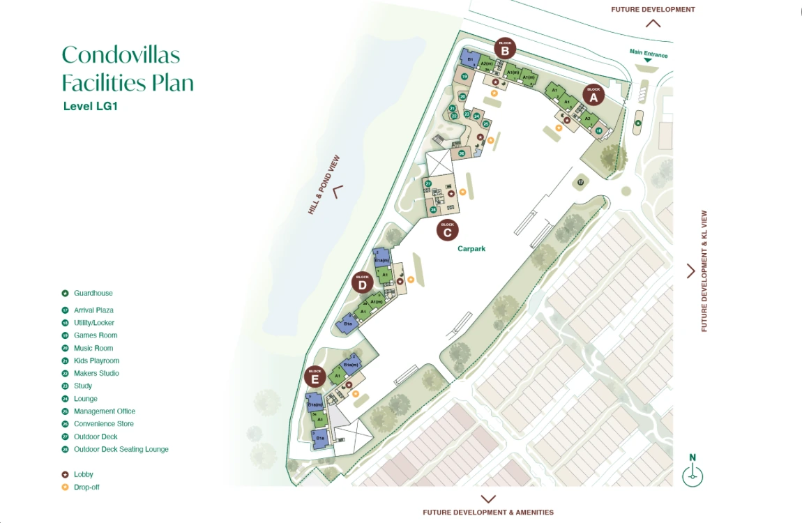 Zenia Level LG1 facilities plan: clubhouse, games, music and study rooms