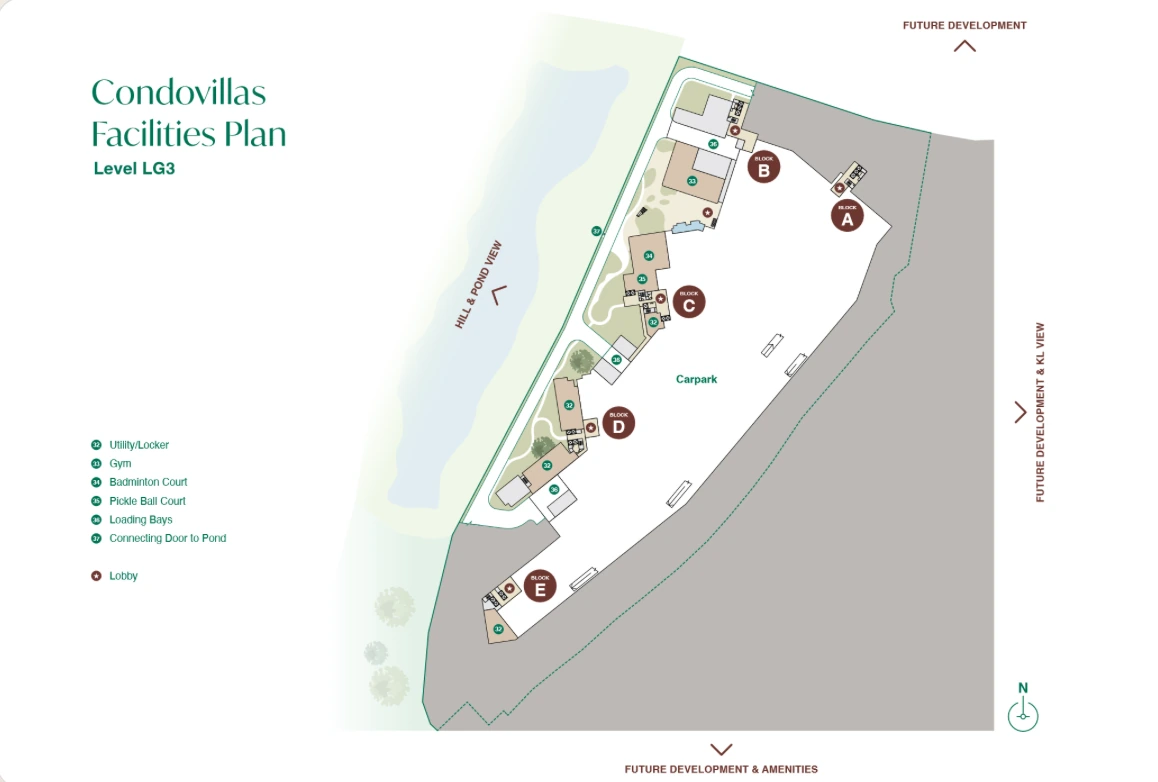 Zenia Level LG3 facilities plan: gym, badminton and pickleball courts